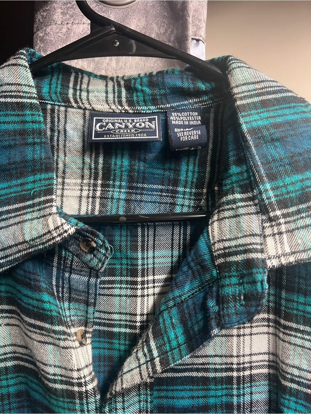 Canyon Teal Black and White Plaid Button-Down Shirt